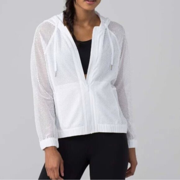 Lululemon Mesh on Mesh White Hooded Jacket - Picture 1 of 8